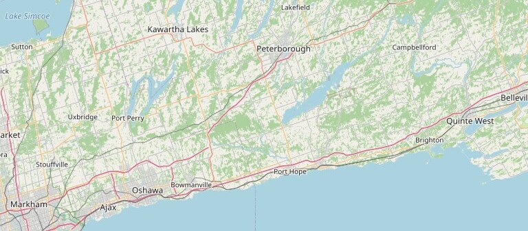 Road map of Durham Region, Clarington, Newcastle and the Kawarthas